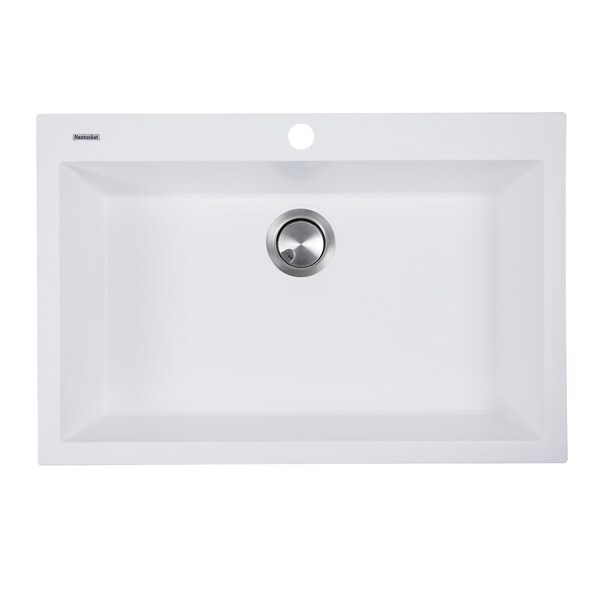 Nantucket Sinks Large Single Bowl Dual-mount Granite Composite White PR3020-DM-W - main